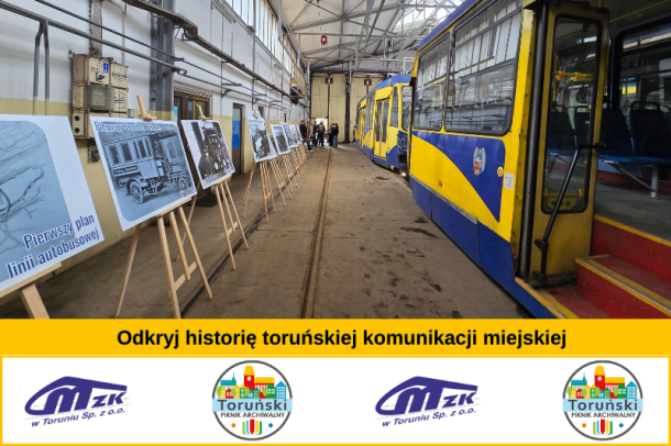 grafika promująca zwiedzanie zajezdni podczas II Pikniku Archiwalnego