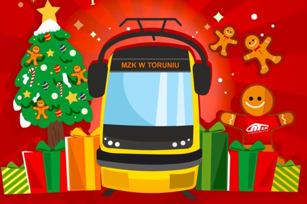 Toruński świąteczny tramwaj - grafika